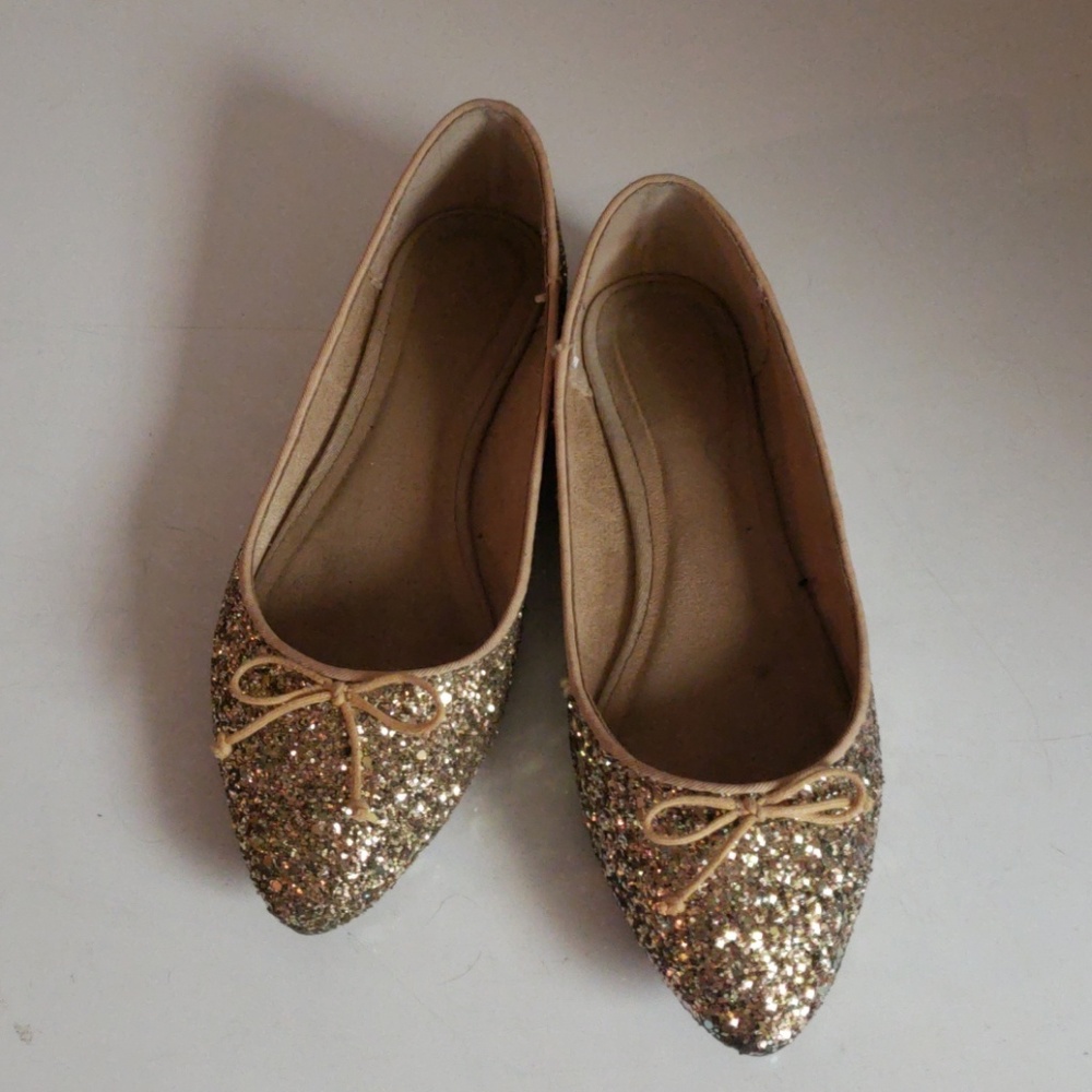 Gold Glitter Flats from Old Navy